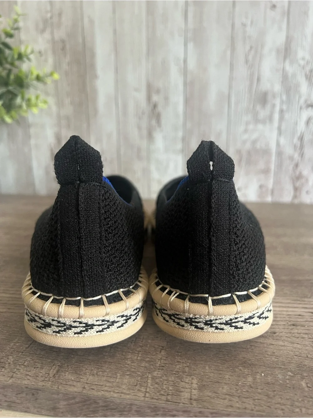 Rothy's Black Knit Espadrille Flats Woven Womens Size 7